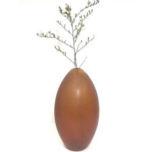 VTG Ethan Allen Murano Art Glass Hand Etched Amber Ovoid Vase Post Modern 12"